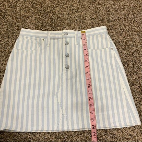 Madewell Stretch A-Line Mini Skirt in Pompano Stripe: Button-Front size 28 - Picture 13 of 14